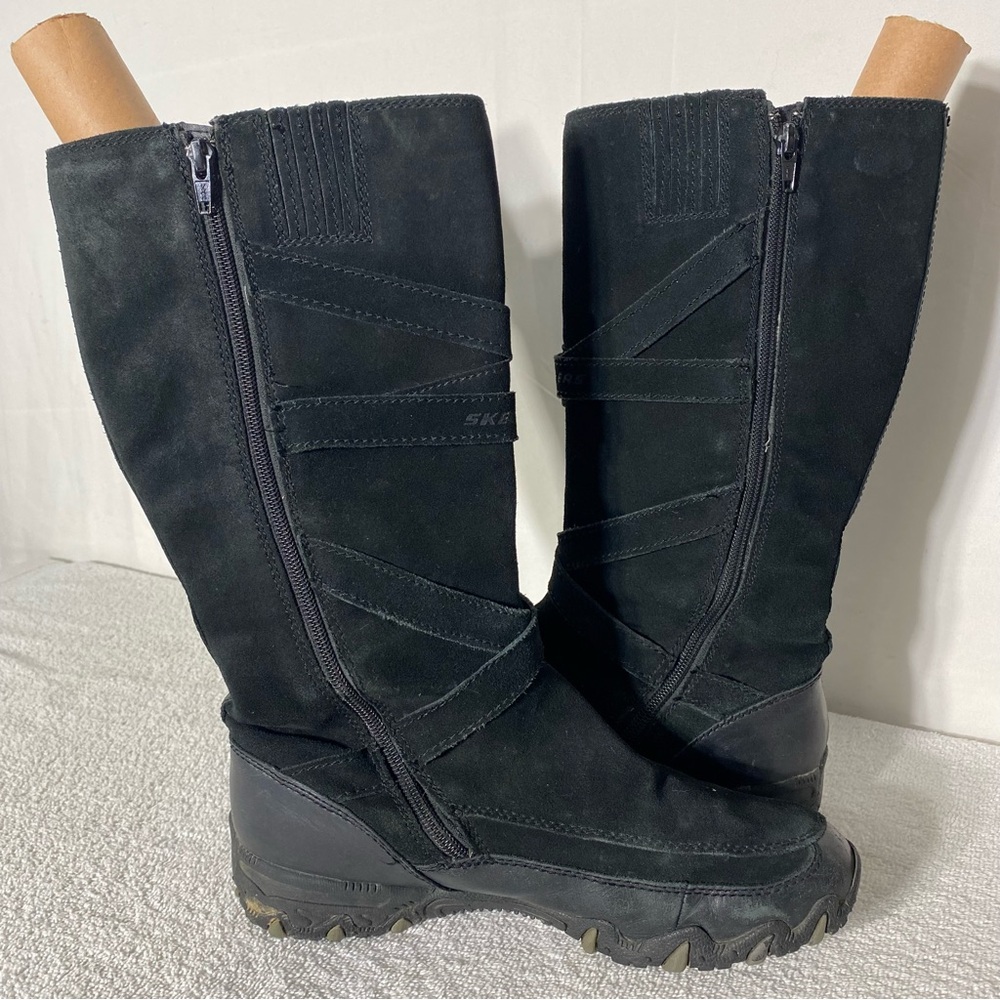 Skechers Black Suede Zip Mid Calf Knee High Boots 9 - Picture 11 of 13